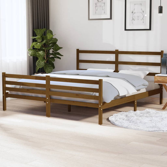 Berkfield Bed Frame Honey Brown Solid Wood Pine 180x200 cm Super King Size