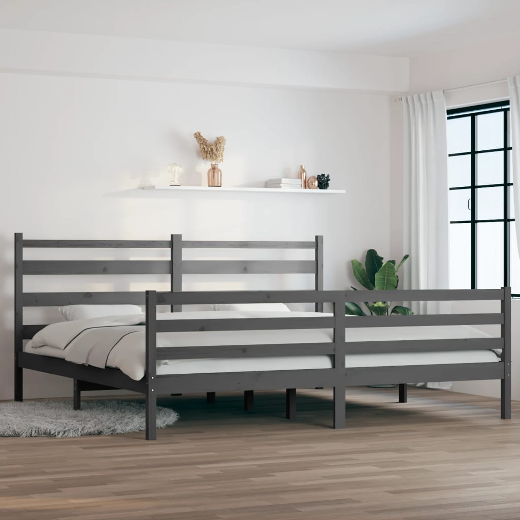 Berkfield Bed Frame Solid Wood Pine 200x200 cm Grey