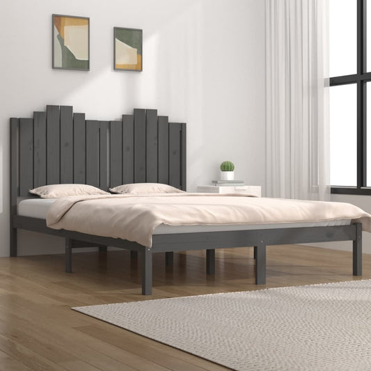 Berkfield Bed Frame Grey Solid Wood Pine 120x190 cm Small Double
