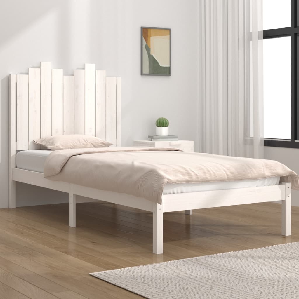Berkfield Bed Frame White Solid Wood Pine 90x200 cm