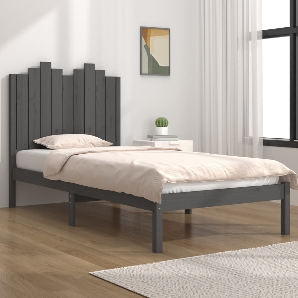 Berkfield Bed Frame Grey Solid Wood Pine 100x200 cm