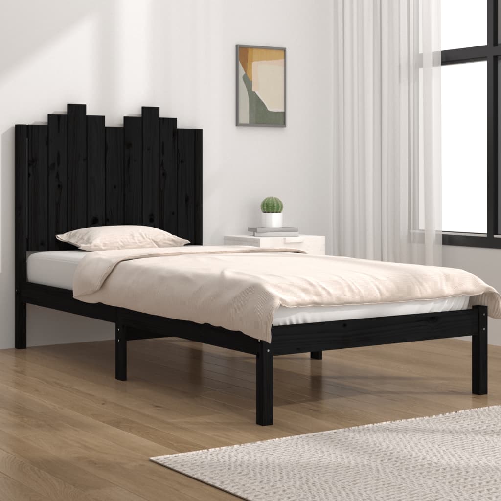 Berkfield Bed Frame Black Solid Wood Pine 100x200 cm