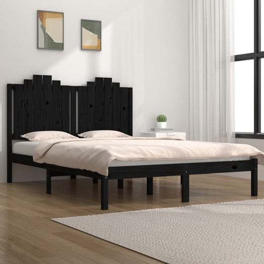 Berkfield Bed Frame Black Solid Wood Pine 140x200 cm