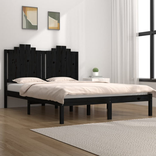 Berkfield Bed Frame Black Solid Wood Pine 150x200 cm King Size