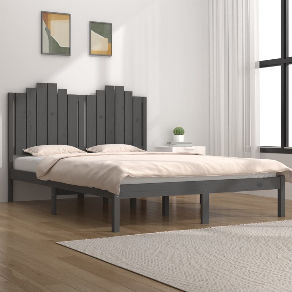 Berkfield Bed Frame Grey Solid Wood Pine 200x200 cm