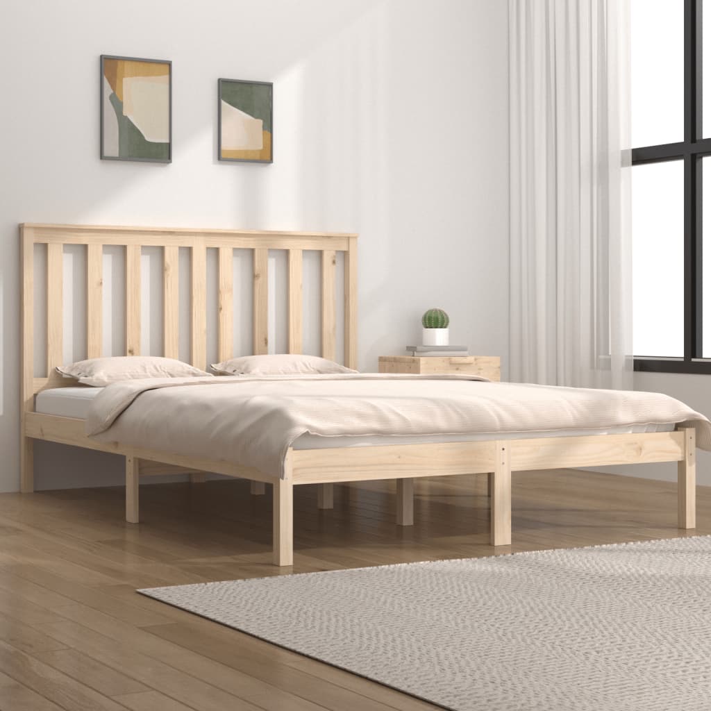 Berkfield Bed Frame Solid Wood Pine 140x190 cm