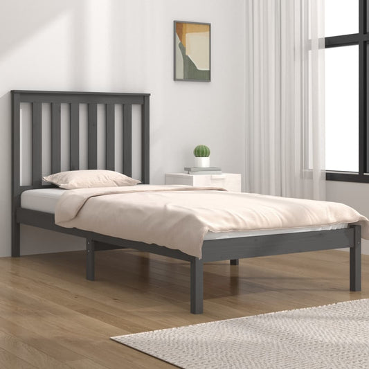Berkfield Bed Frame Grey Solid Wood Pine 100x200 cm