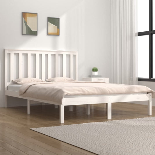 Berkfield Bed Frame White Solid Wood Pine 180x200 cm Super King Size