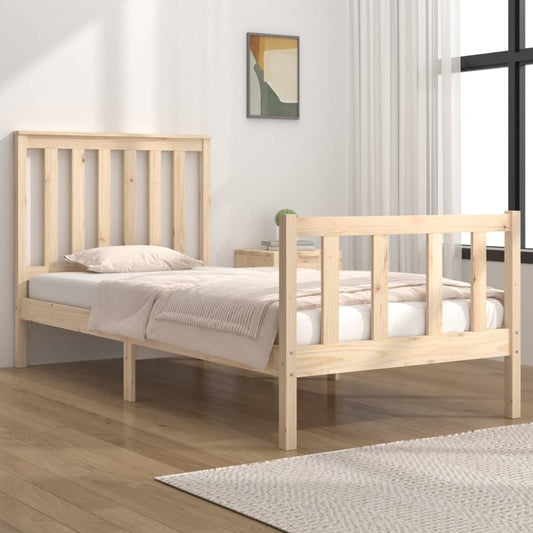 Berkfield Bed Frame Solid Wood Pine 75x190 cm Small Single