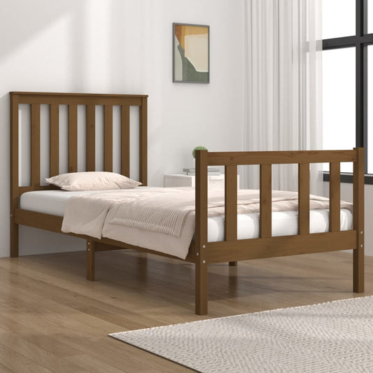 Berkfield Bed Frame Honey Brown Solid Wood Pine 75x190cm Small Single