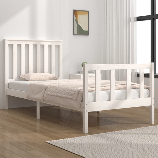 Berkfield Bed Frame White Solid Wood Pine 90x190 cm Single