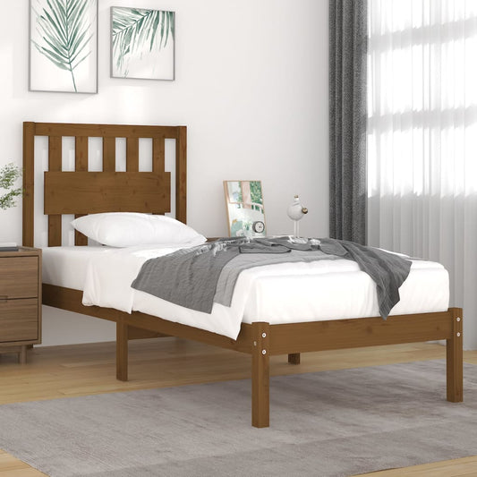 Berkfield Bed Frame Honey Brown Solid Wood Pine 75x190cm Small Single