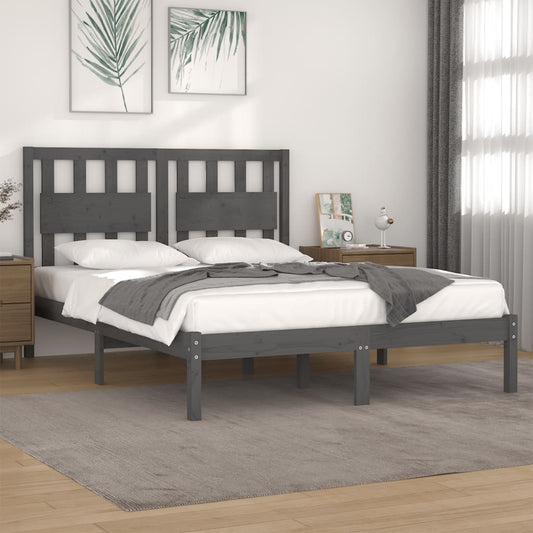 Berkfield Bed Frame Grey Solid Wood Pine 160x200 cm