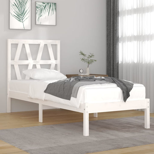 Berkfield Bed Frame White Solid Wood Pine 75x190 cm Small Single