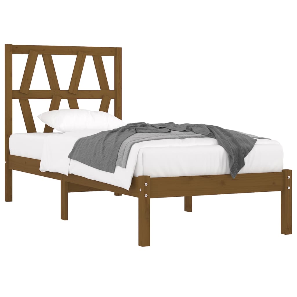 Berkfield Bed Frame Honey Brown Solid Wood Pine 75x190cm Small Single