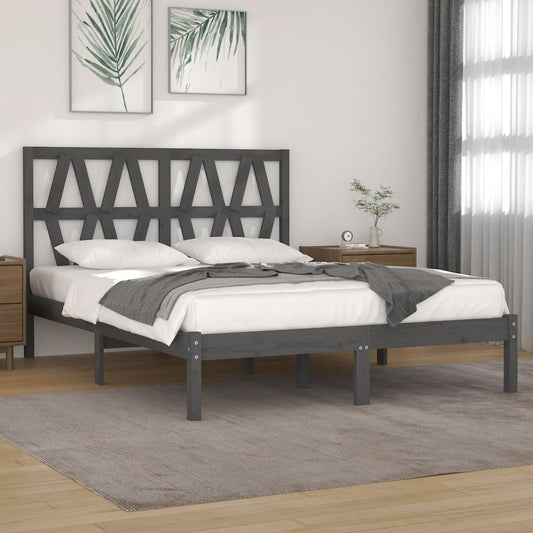 Berkfield Bed Frame Grey Solid Wood Pine 120x190 cm Small Double