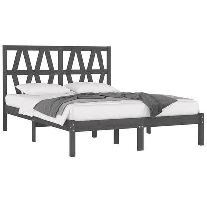 Berkfield Bed Frame Grey Solid Wood Pine 135x190 cm Double