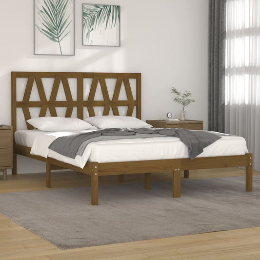 Berkfield Bed Frame Honey Brown Solid Wood Pine 135x190 cm Double