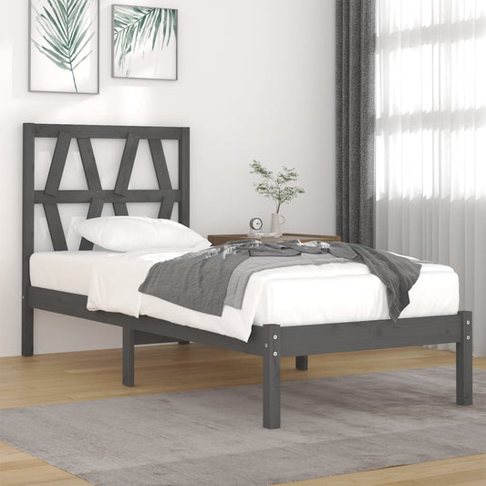 Berkfield Bed Frame Grey Solid Wood Pine 90x200 cm