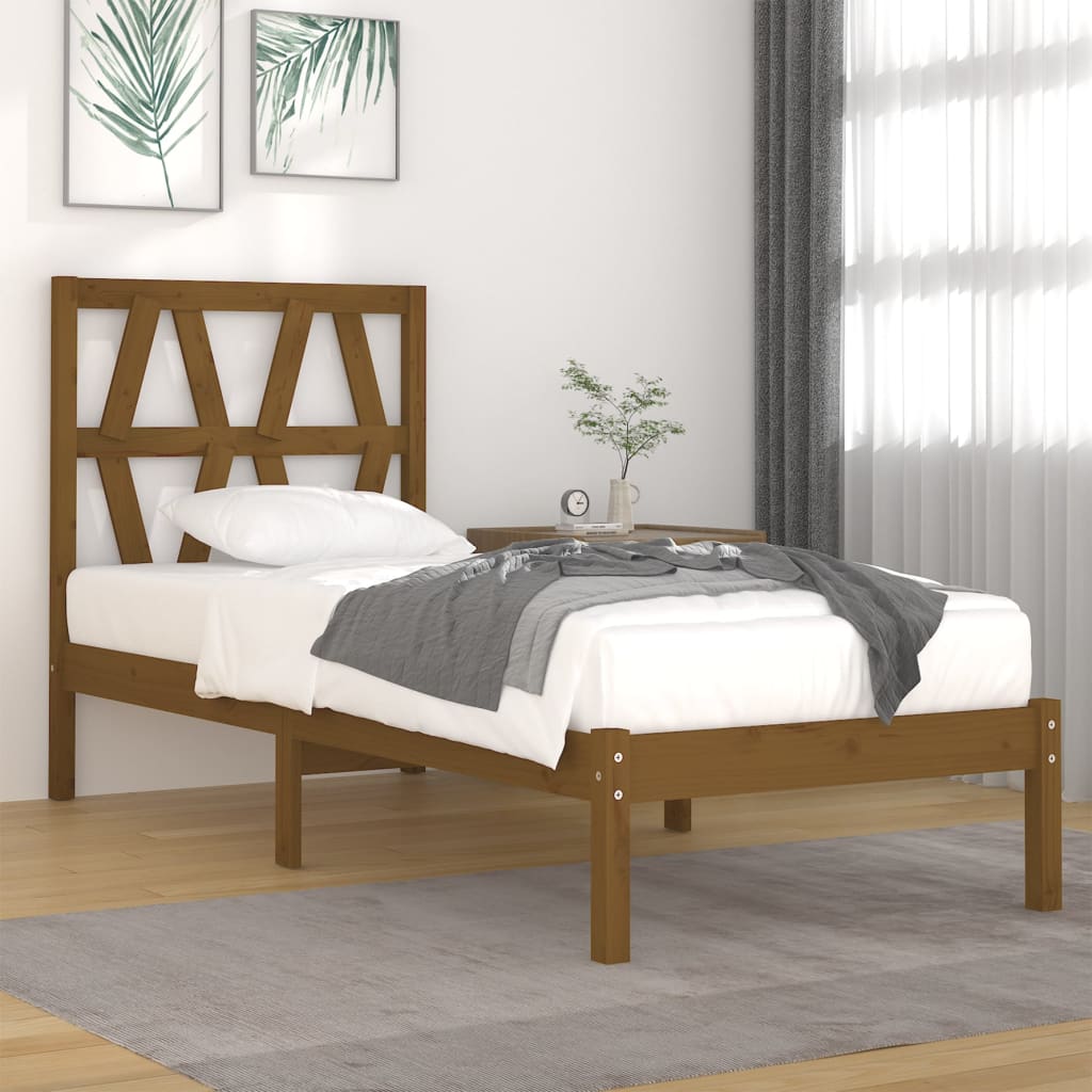 Berkfield Bed Frame Honey Brown Solid Wood Pine 90x200 cm