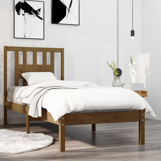 Berkfield Bed Frame Honey Brown Solid Wood 90x190cm Single