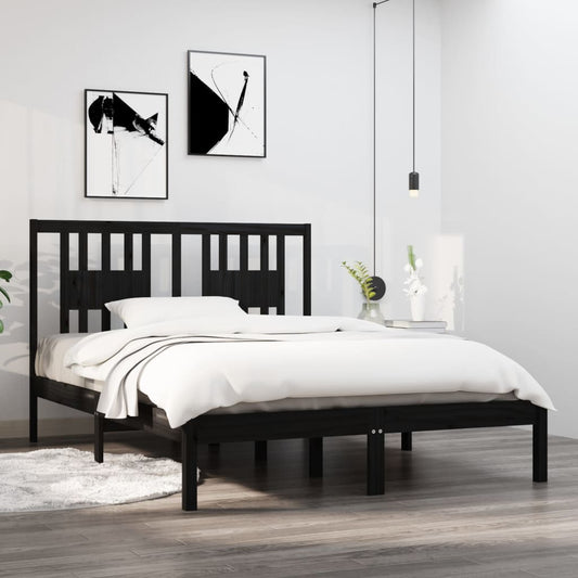 Berkfield Bed Frame Black Solid Wood 120x190 cm Small Double