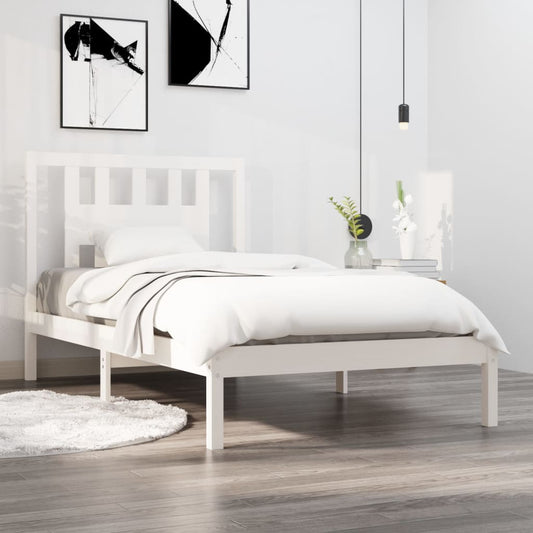 Berkfield Bed Frame White Solid Wood Pine 100x200 cm
