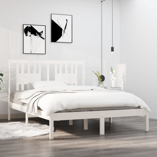 Berkfield Bed Frame White Solid Wood Pine 120x200 cm