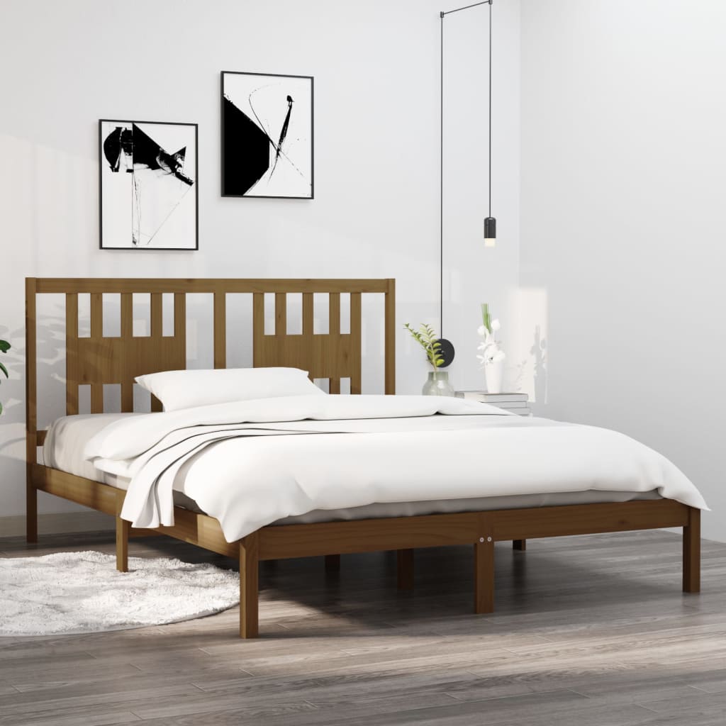 Berkfield Bed Frame Honey Brown Solid Wood 150x200 cm King Size