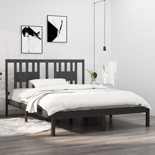 Berkfield Bed Frame Grey Solid Wood Pine 160x200 cm
