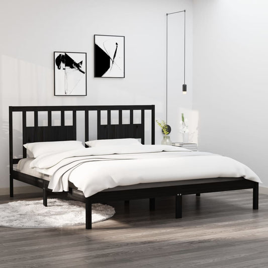 Berkfield Bed Frame Black Solid Wood Pine 200x200 cm