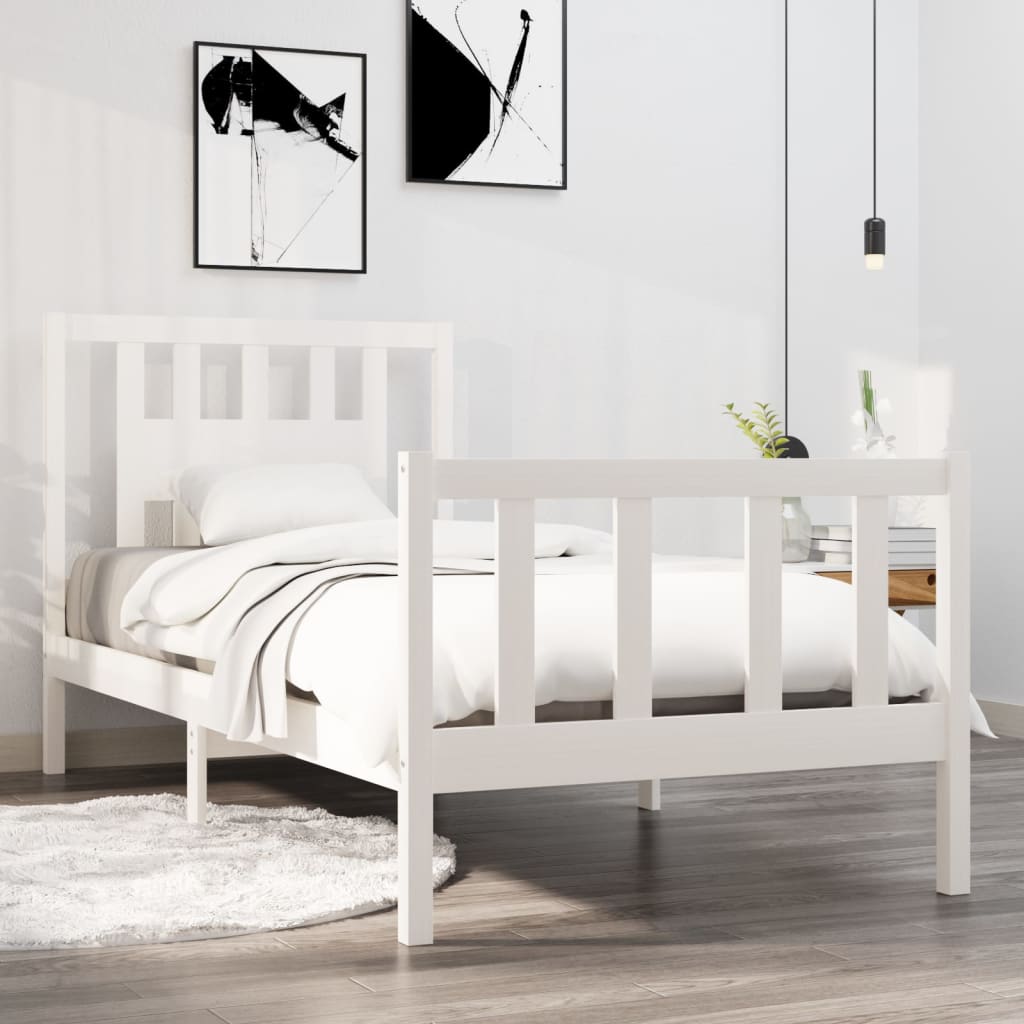 Berkfield Bed Frame White Solid Wood 90x190 cm Single
