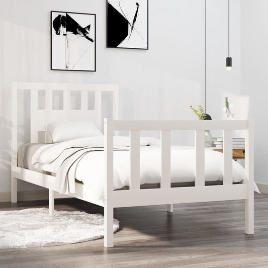 Berkfield Bed Frame White Solid Wood 90x190 cm Single