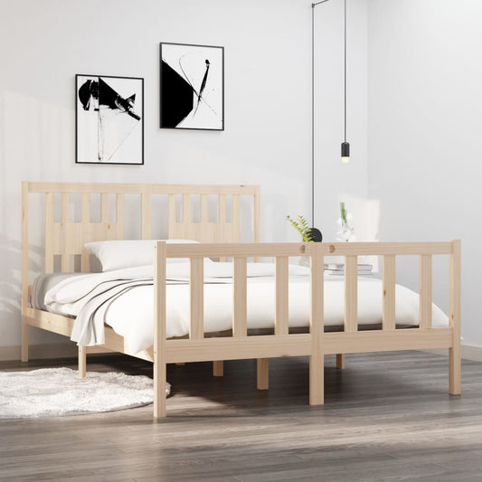 Berkfield Bed Frame Solid Wood 135x190 cm Double