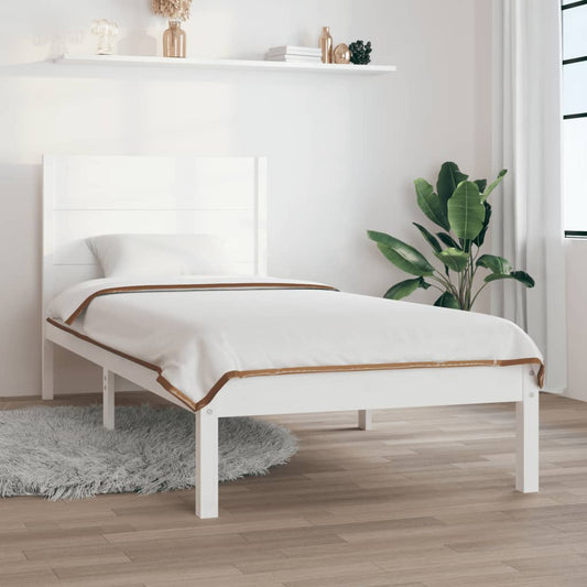 Berkfield Bed Frame White Solid Wood 75x190 cm Small Single