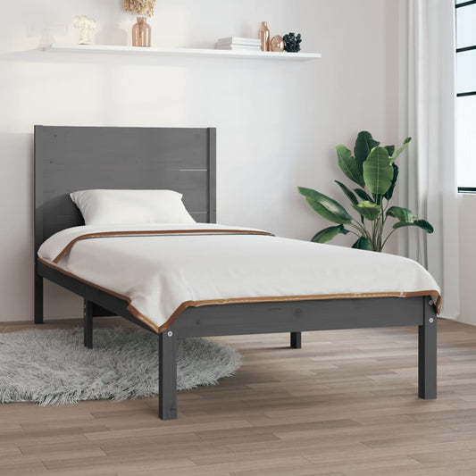 Berkfield Bed Frame Grey Solid Wood 75x190 cm Small Single
