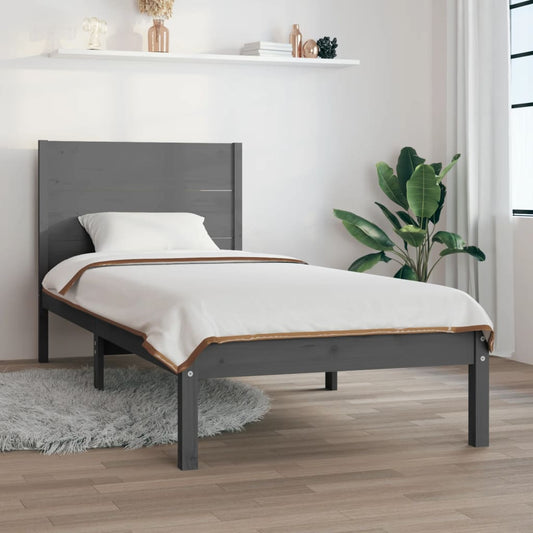 Berkfield Bed Frame Grey Solid Wood 90x190 cm Single
