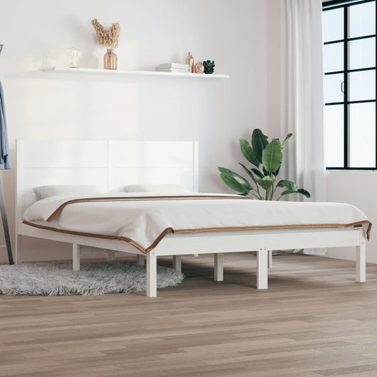 Berkfield Bed Frame White Solid Wood 135x190 cm Double