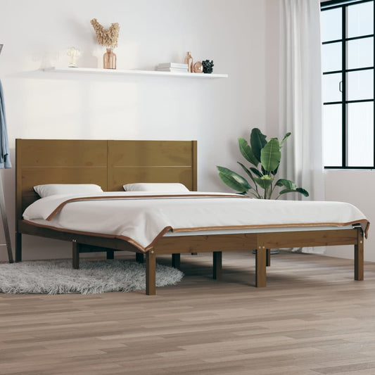 Berkfield Bed Frame Honey Brown Solid Wood Pine 140x190 cm
