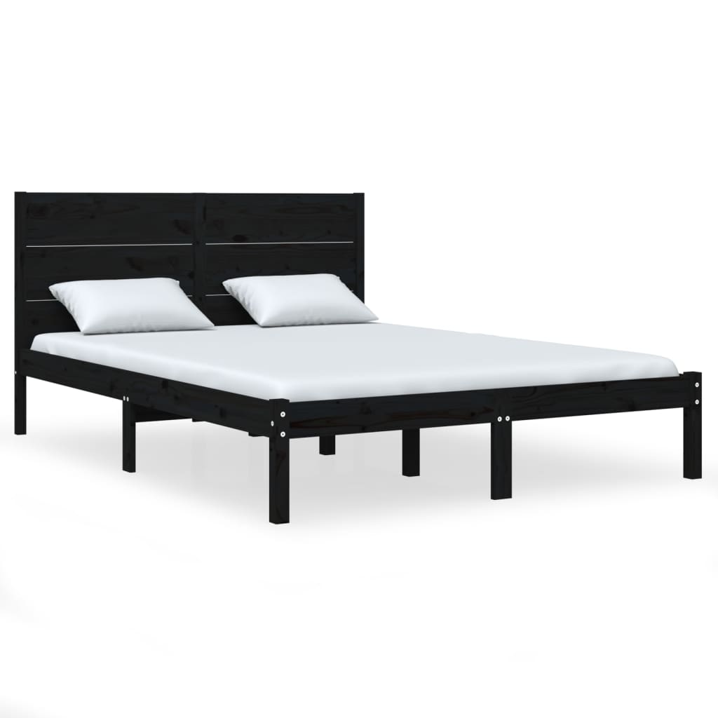 Berkfield Bed Frame Black Solid Wood Pine 120x200 cm