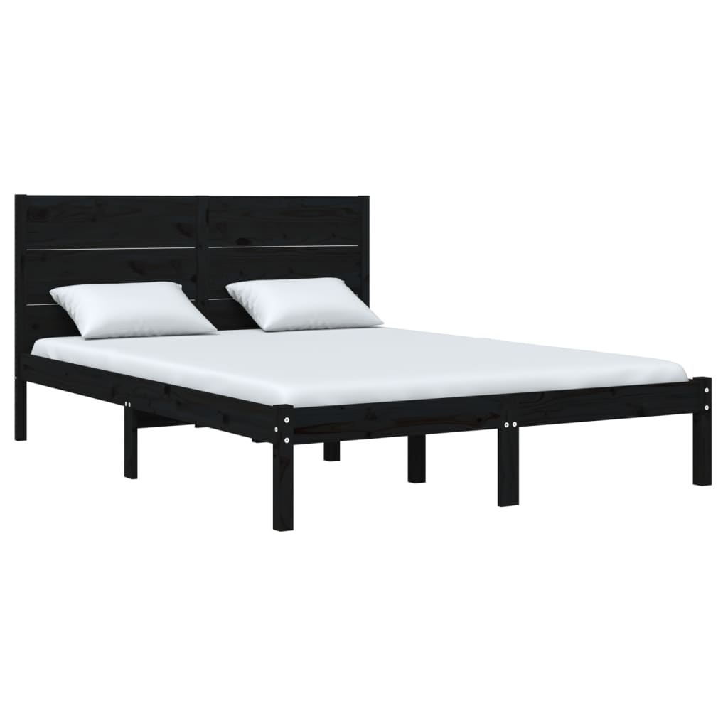 Berkfield Bed Frame Black Solid Wood Pine 120x200 cm