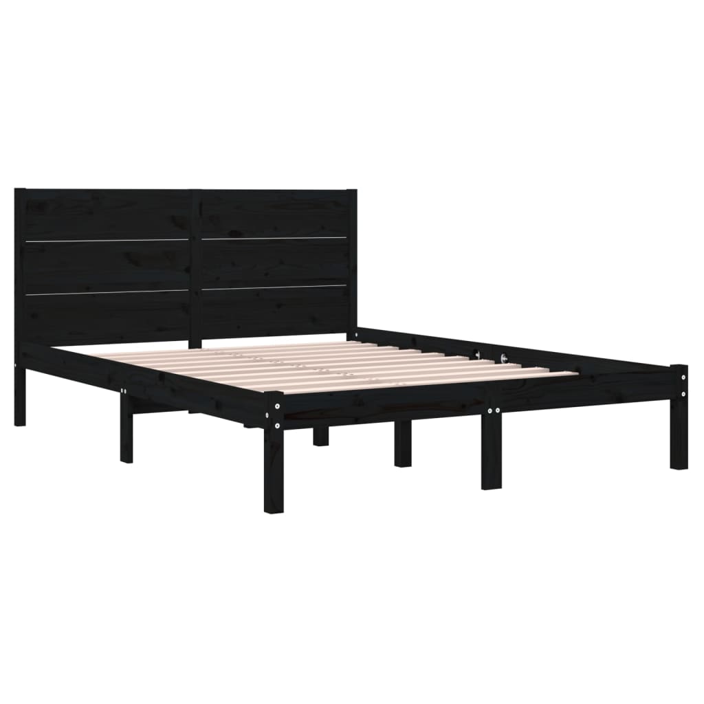 Berkfield Bed Frame Black Solid Wood Pine 120x200 cm