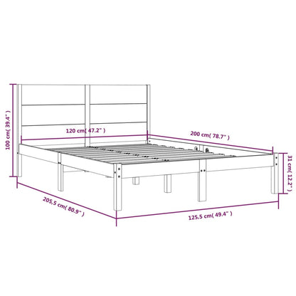 Berkfield Bed Frame Black Solid Wood Pine 120x200 cm