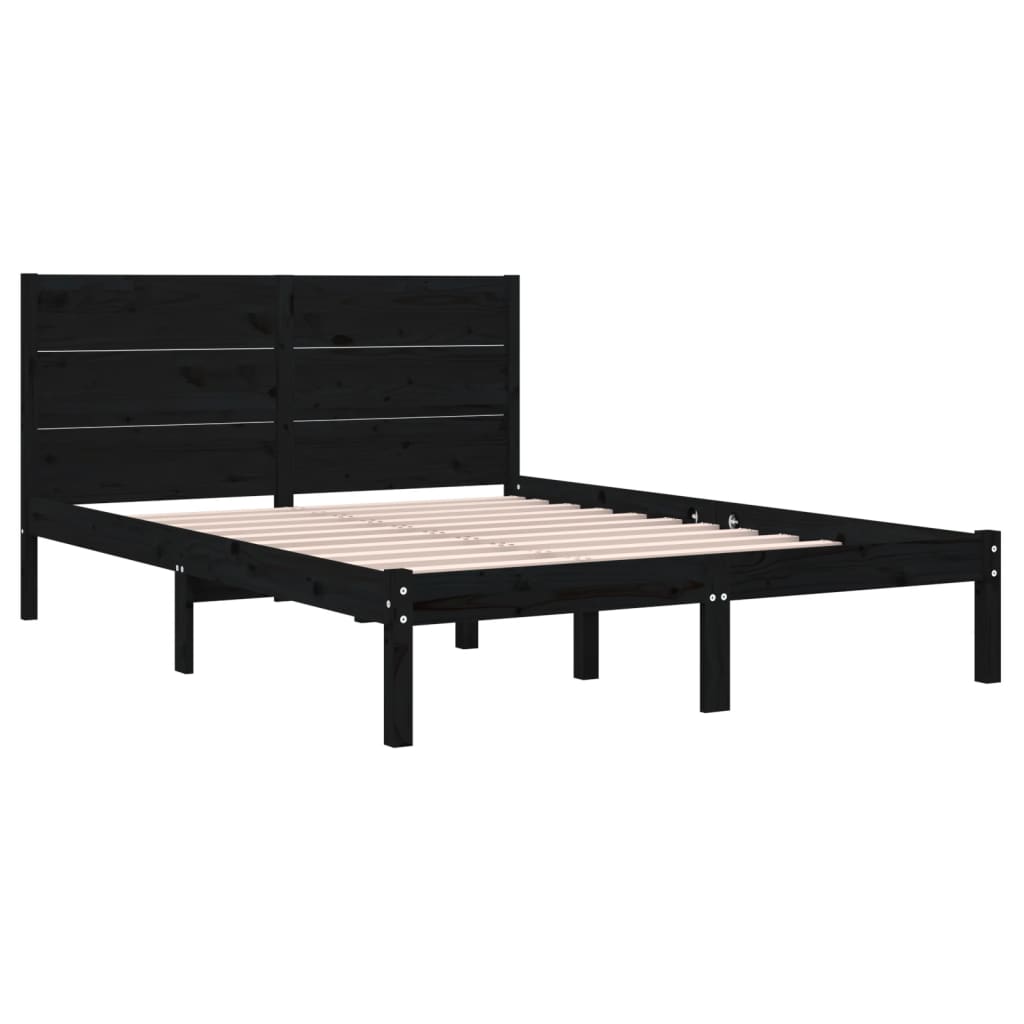 Berkfield Bed Frame Black Solid Wood Pine 160x200 cm