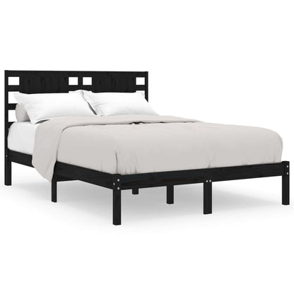 Berkfield Bed Frame Black Solid Wood 120x190 cm Small Double