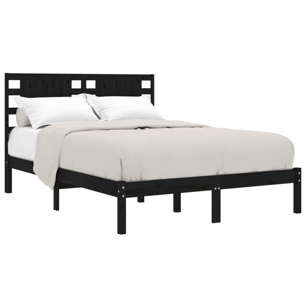 Berkfield Bed Frame Black Solid Wood 120x190 cm Small Double