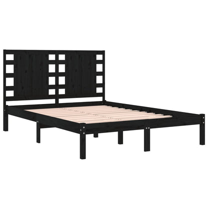 Berkfield Bed Frame Black Solid Wood 120x190 cm Small Double