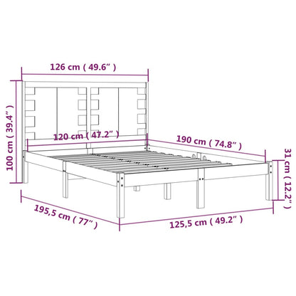 Berkfield Bed Frame Black Solid Wood 120x190 cm Small Double