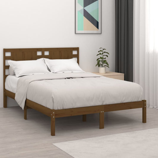 Berkfield Bed Frame Honey Brown Solid Wood 135x190 cm Double