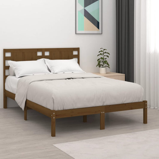 Berkfield Bed Frame Honey Brown Solid Wood Pine 140x190 cm